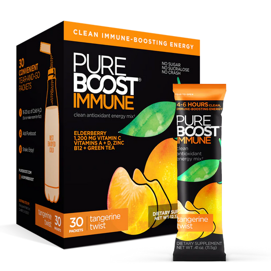 PUREBOOST IMMUNE Clean Antioxidant Energy Drink Mix, Tangerine Twist, 30 pcs 12.17 oz Best By: 4/24