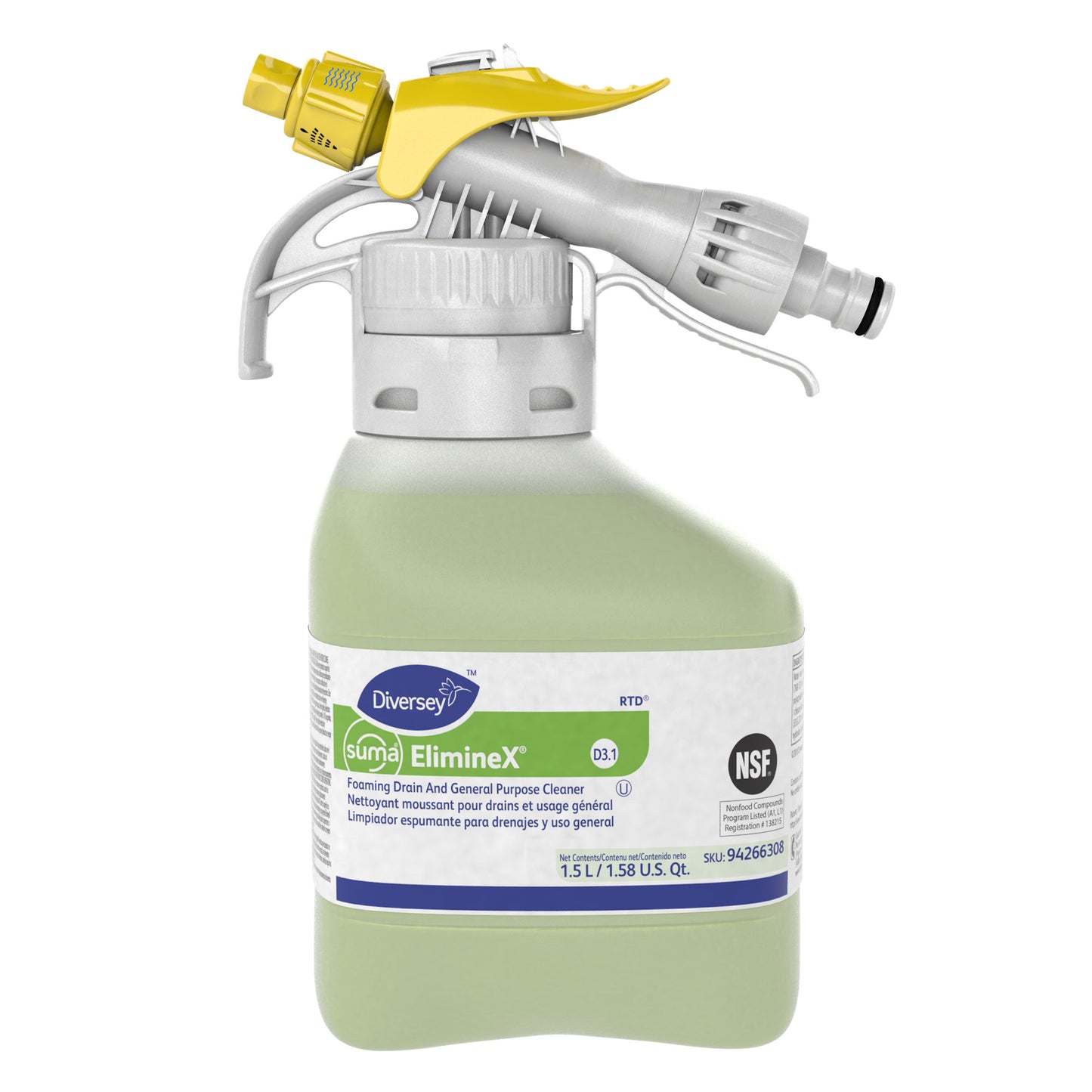 DIVERSEY Suma ElimineX D3.1 Foaming Drain & General Purpose Cleaner Chlorine 2x 1.5 L #94266308