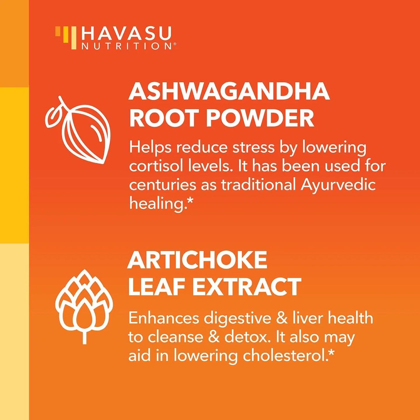 HAVASU Ashwaganda Root and Artichoke Leaf Extract Nutritional Supplement 90 ct. Best By: 01/24