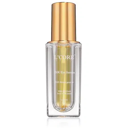 L'CORE Paris 24K Gold Hyaluronic Acid Eye Serum - Hydrates Protects Reduces Fine Lines Wrinkles Dark Circles - CLOSEOUT