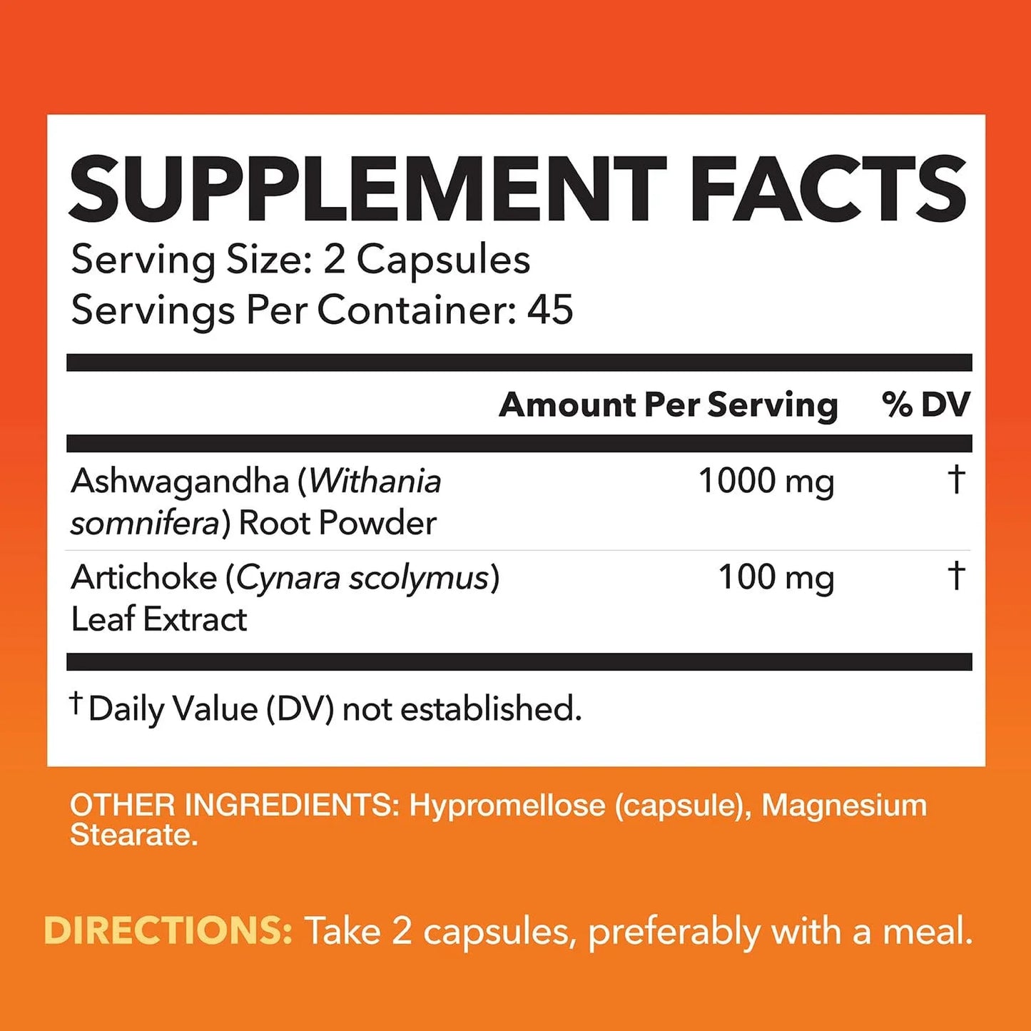HAVASU Ashwaganda Root and Artichoke Leaf Extract Nutritional Supplement 90 ct. Best By: 01/24