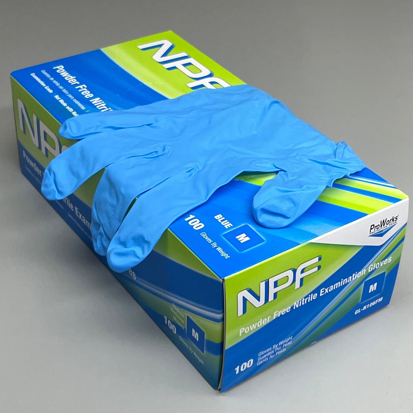 NPF 100ct Nitrile Powder Free Exam Gloves Sz M Blue