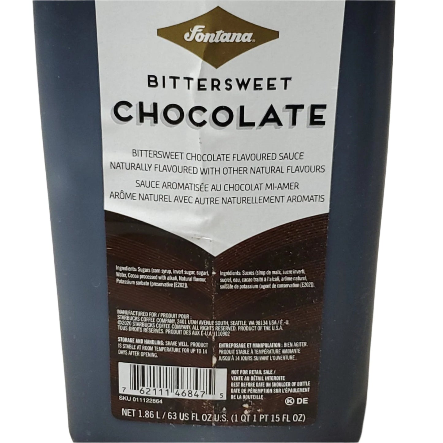 STARBUCKS Fontana Bittersweet Chocolate Flavored Sauce 1.86 L Best By: 04/25