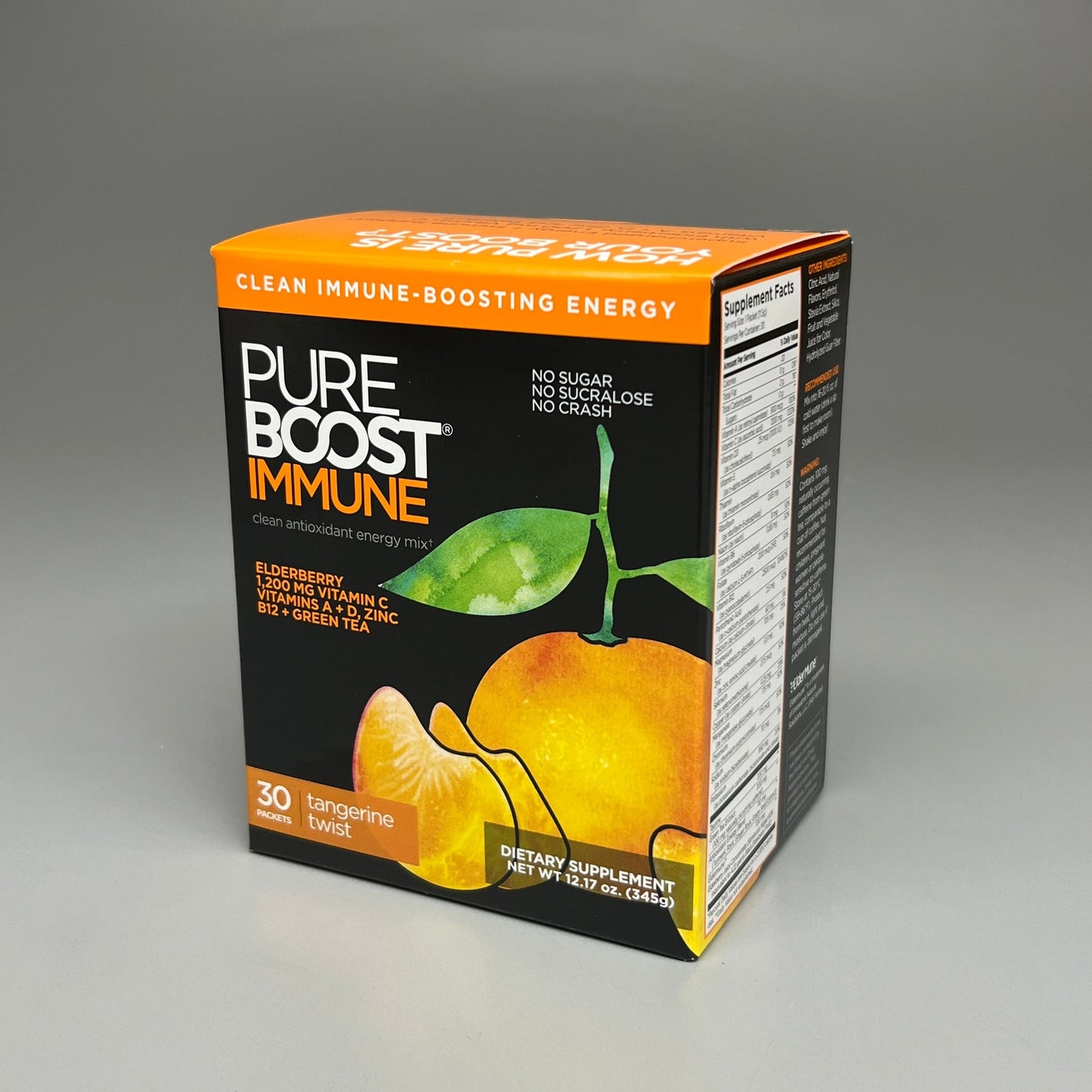 PUREBOOST IMMUNE Clean Antioxidant Energy Drink Mix, Tangerine Twist, 30 pcs 12.17 oz Best By: 4/24