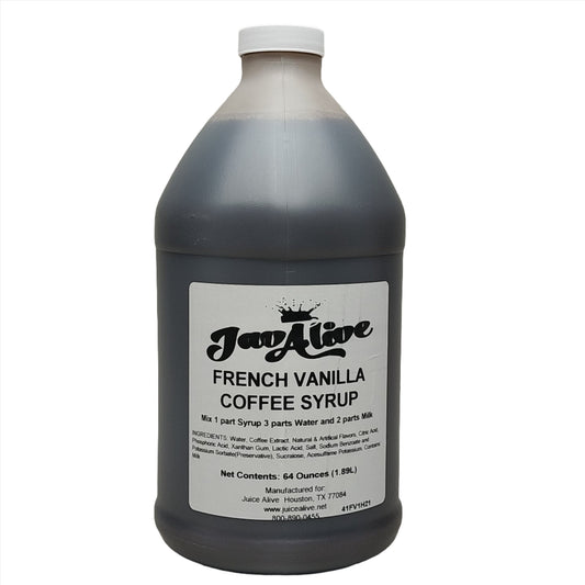 JavAlive French Vanilla Coffee Concentrate Syrup 64 oz Hot or Cold Best By: 08/26