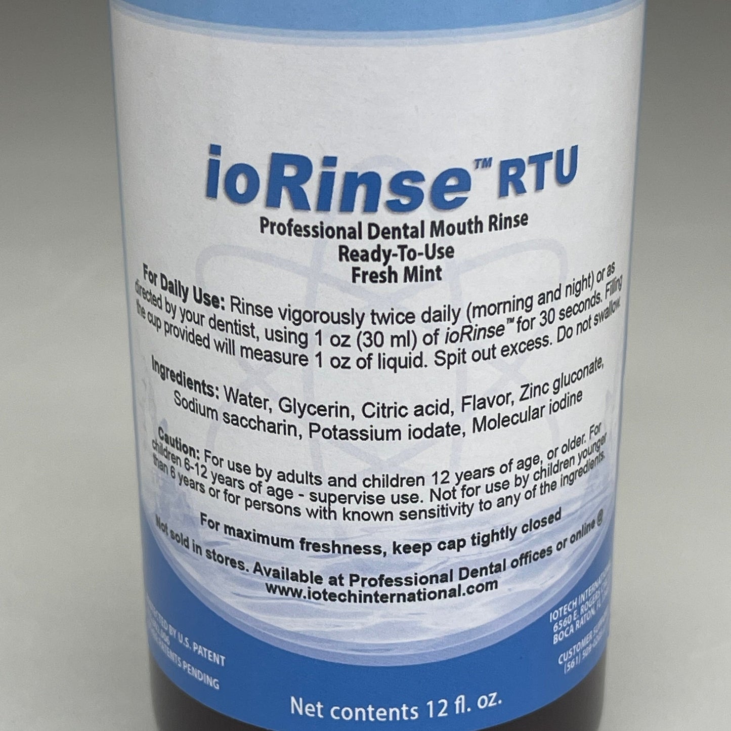 IOTECH IoRinse RTU Professional Dental Mouth Rinse Fresh Mint 12 fl oz Exp: 5/23 (AS-IS)