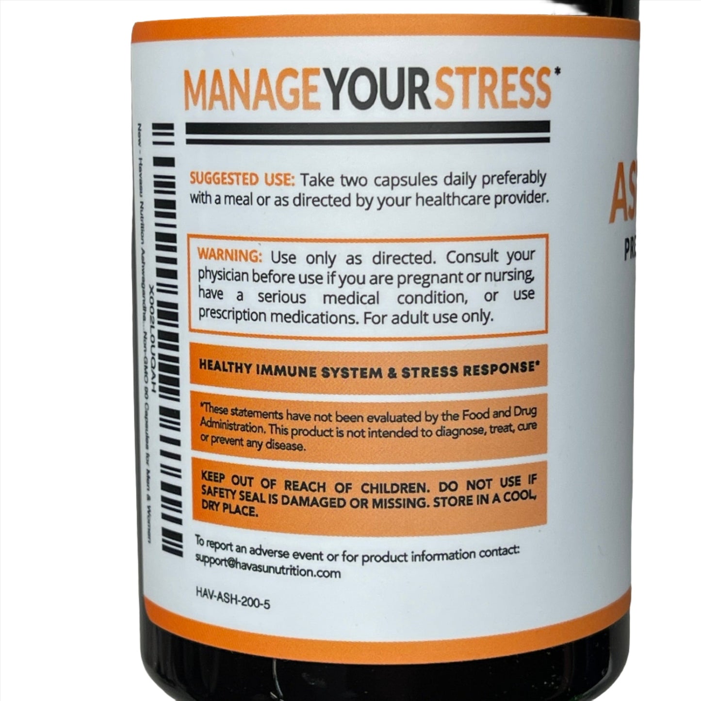 HAVASU Ashwaganda Root and Artichoke Leaf Extract Nutritional Supplement 90 ct. Best By: 01/24