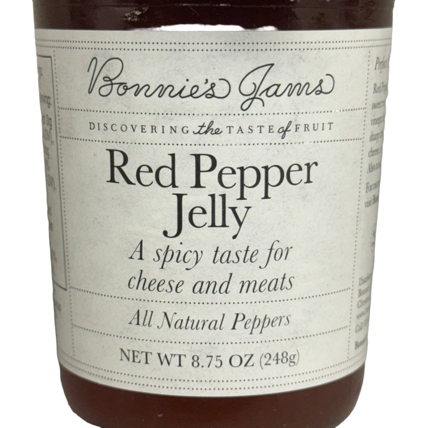 BONNIE'S JAMS Red Pepper Jelly 8.75 oz Best By: 5/25