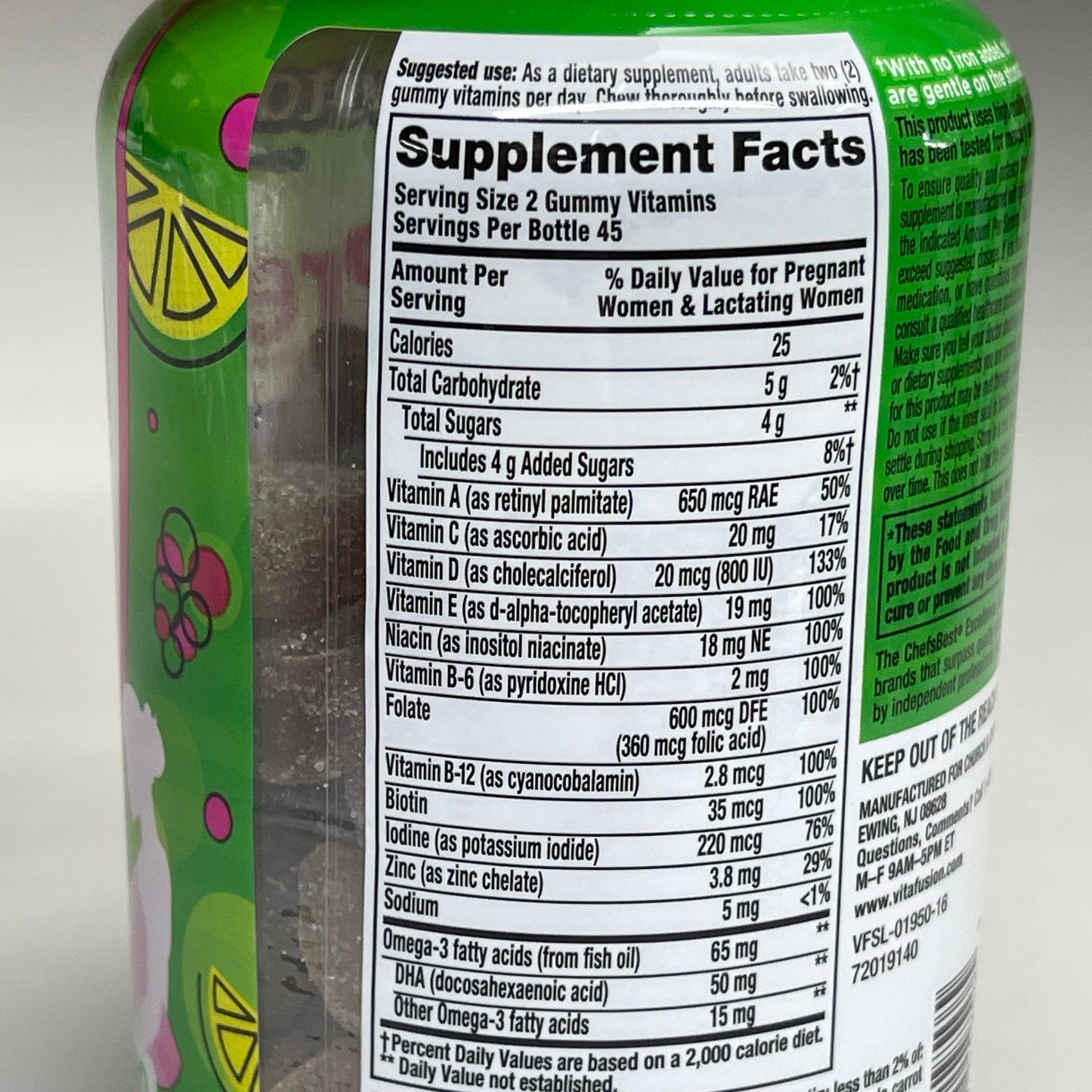 PreNatal Gummy Vitamins Lemon Raspberry 90 ct. VITAFUSION  - CLOSEOUT $5