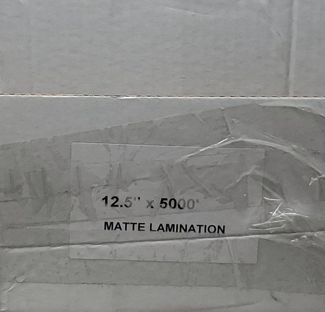 Professional Grade Matte Laminating Film  Low Melt PET 5mil. 12.5" x 5000' 3" core