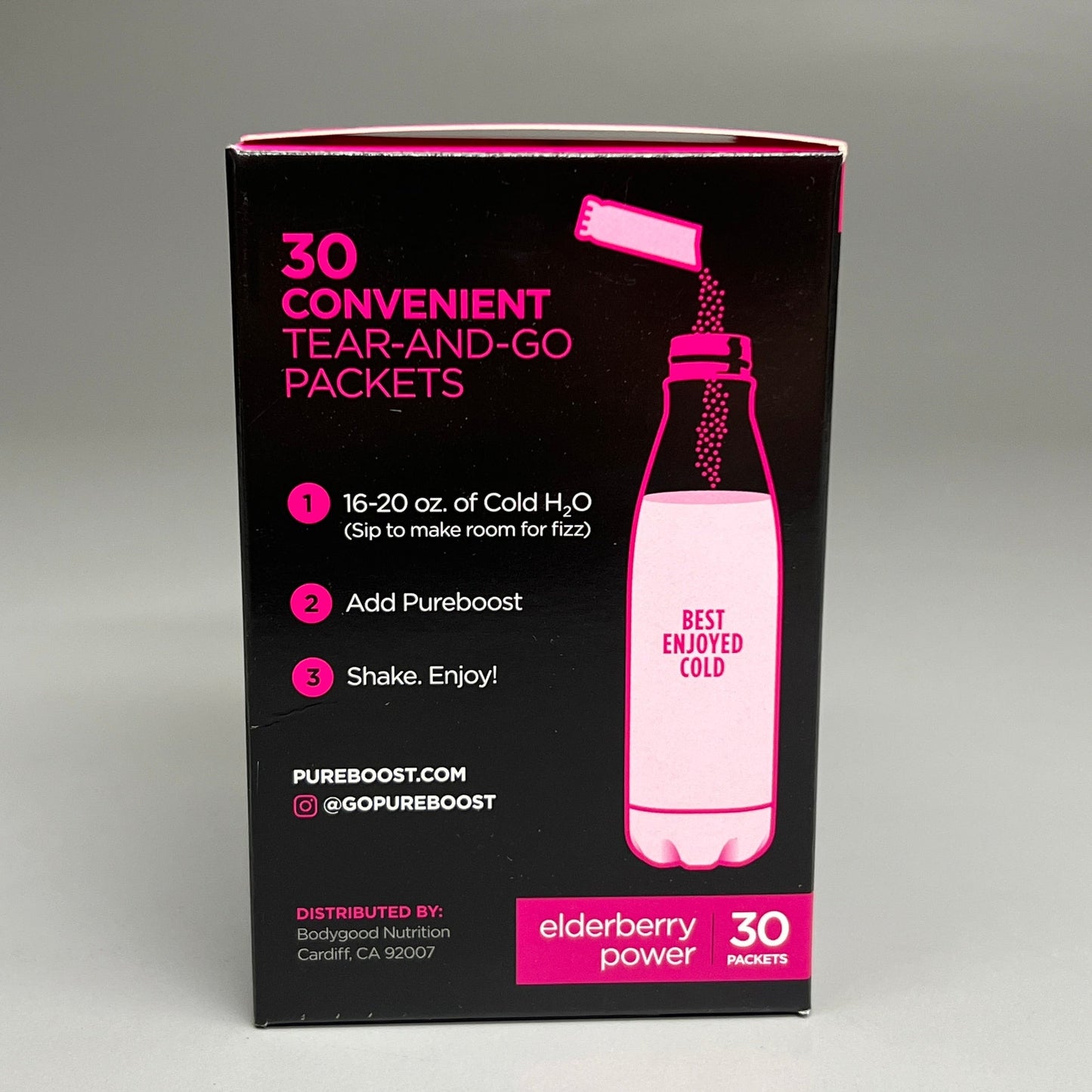PUREBOOST IMMUNE Clean Antioxidant Energy Drink Mix, Elderberry Power, 30 pcs 12.17 oz Best By: 4/24