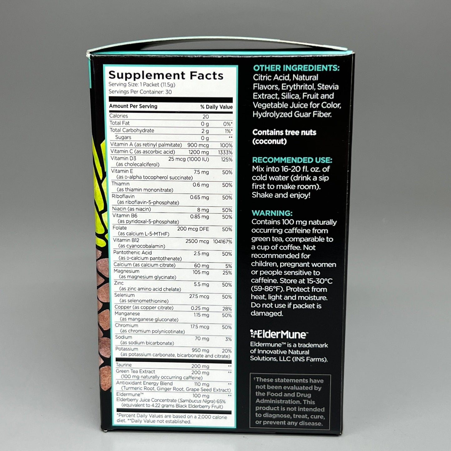PUREBOOST IMMUNE Clean Antioxidant Energy Drink Mix, Tropical Spark, 30 pcs 12.17 oz Best By: 6/24