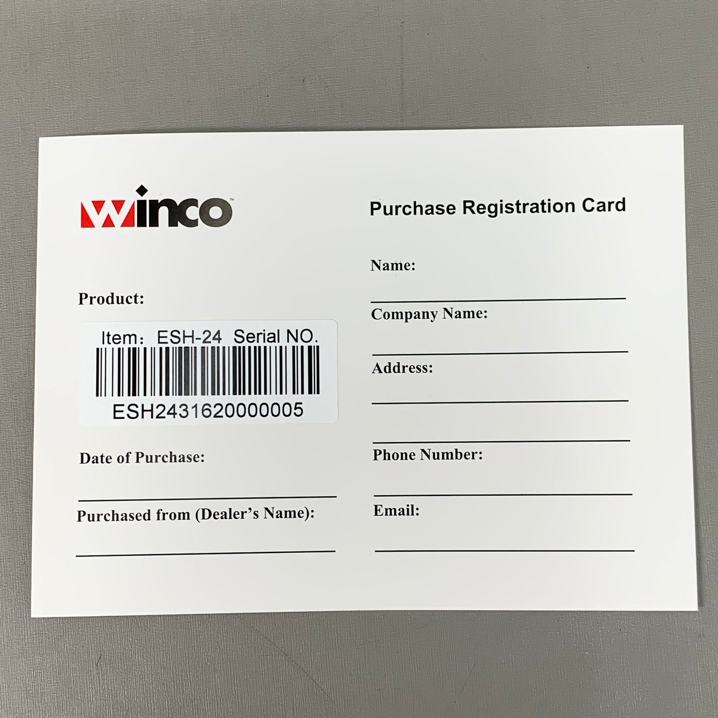 WINCO Single Infrared Strip Warmer 2.56" x 24" x 6" Model: #ESH-24