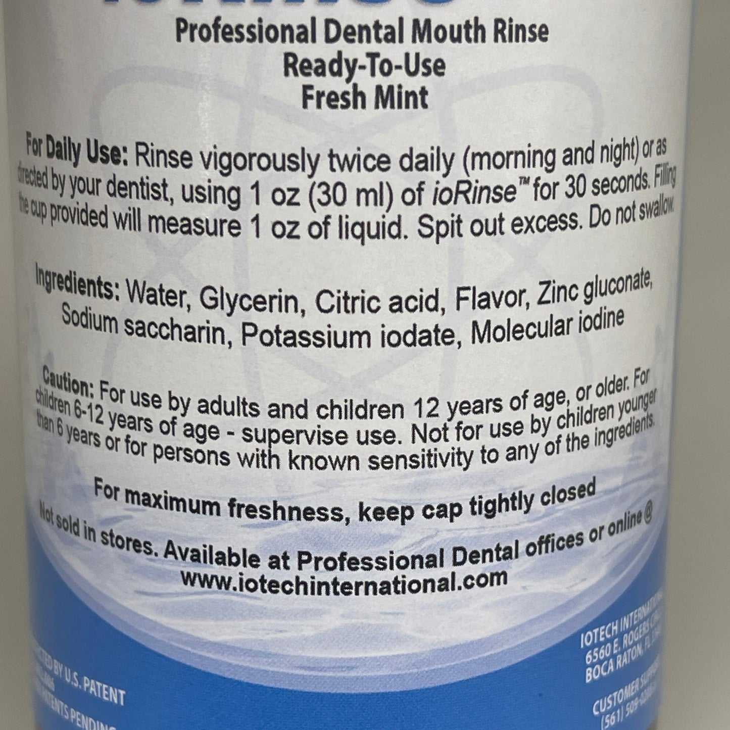 IOTECH IoRinse RTU Professional Dental Mouth Rinse Fresh Mint 12 fl oz Exp: 5/23 (AS-IS)