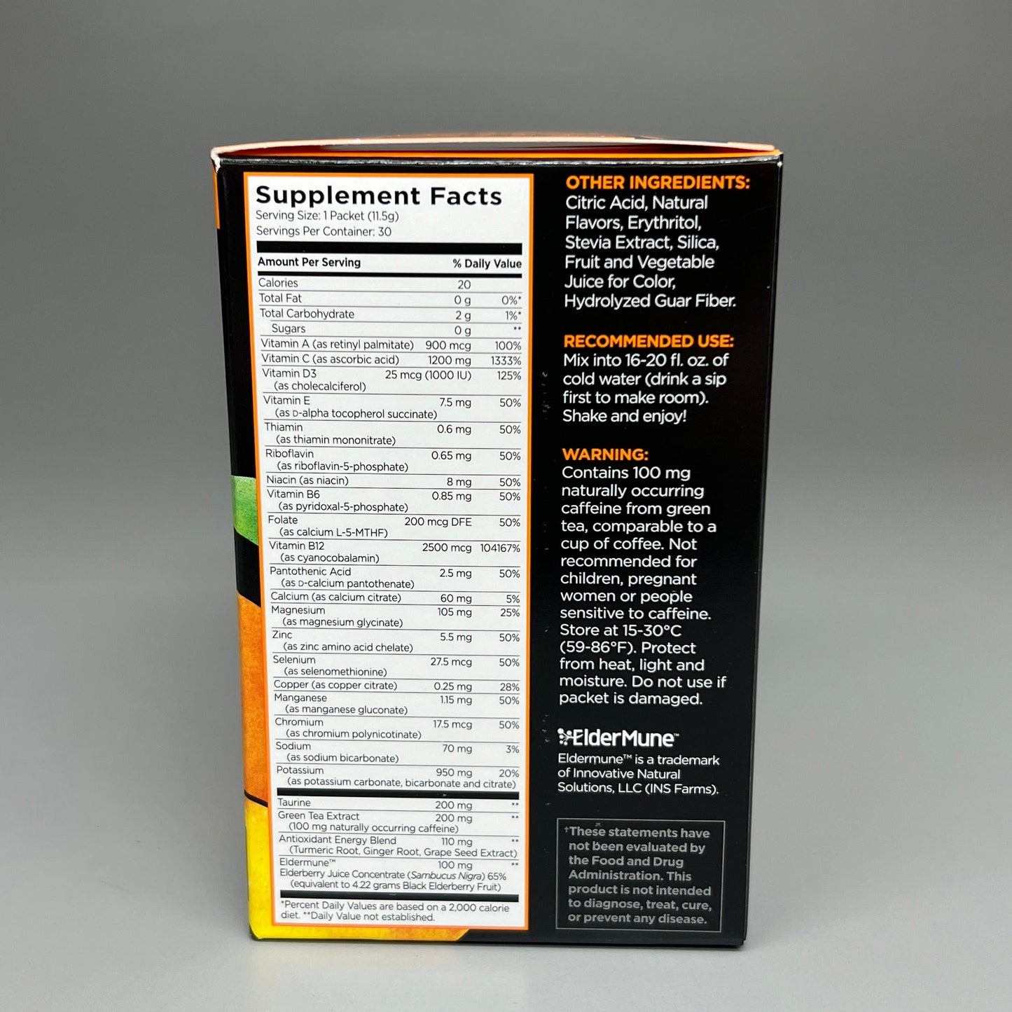 PUREBOOST IMMUNE Clean Antioxidant Energy Drink Mix, Tangerine Twist, 30 pcs 12.17 oz Best By: 4/24