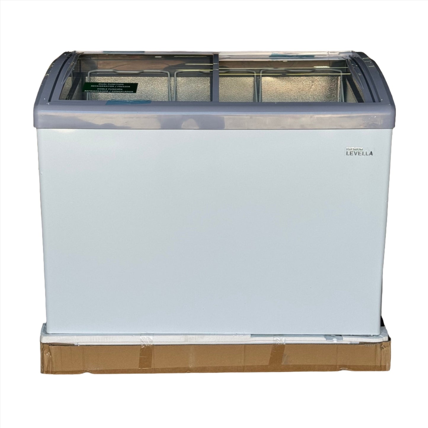 PREMIUM Levella Glass Door Showcase Freezer / Refrigerator (Multifunctional), 7.4 Cu Ft. White 40.7X 24.4X 35.8in. MPN: PFR740G