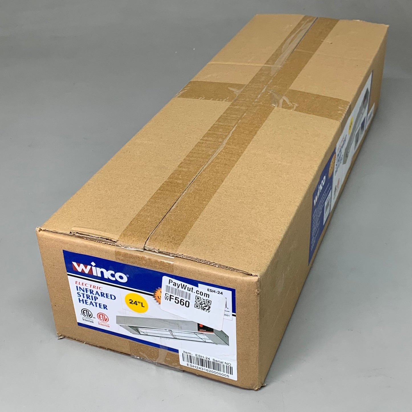 WINCO Single Infrared Strip Warmer 2.56" x 24" x 6" Model: #ESH-24