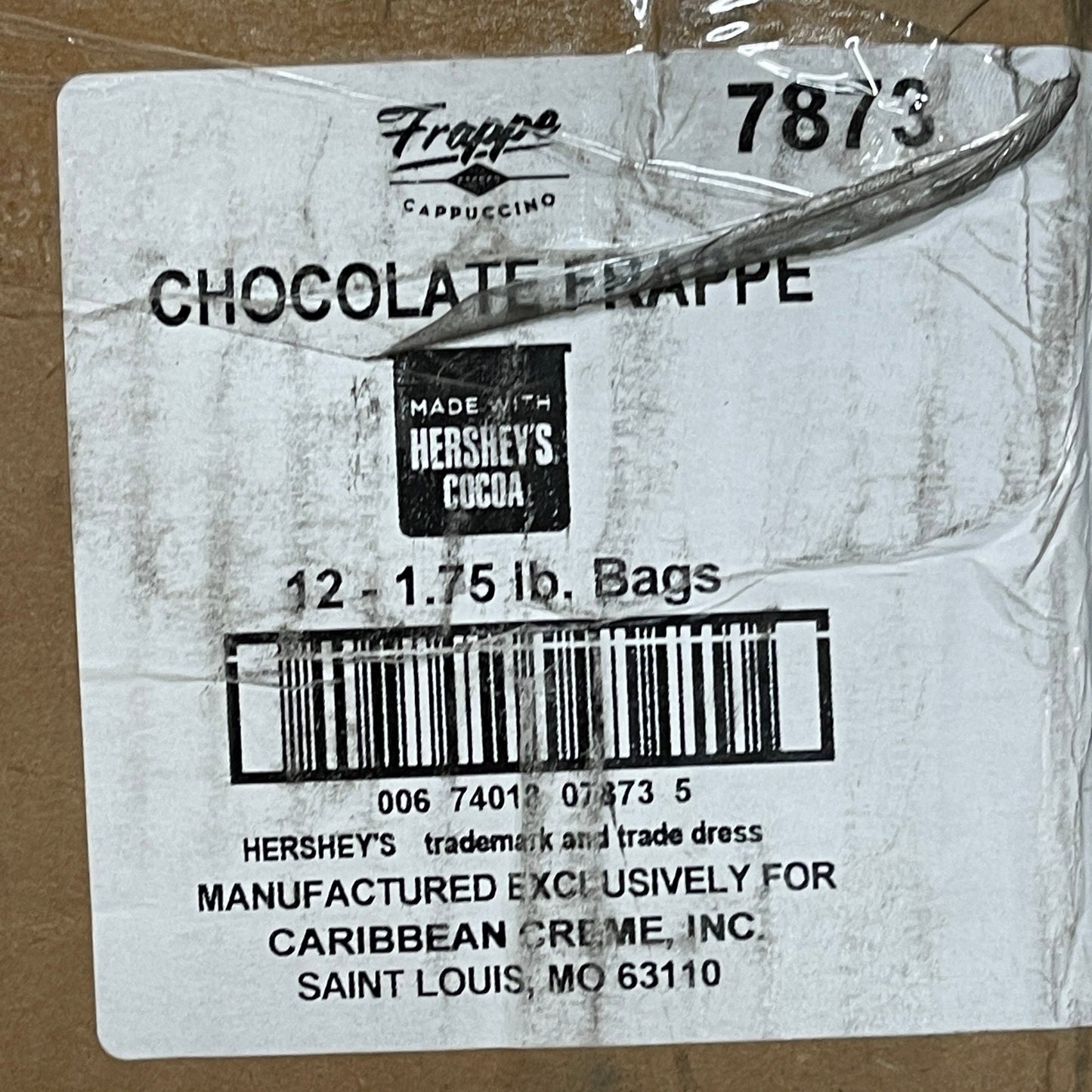 CARRIBEAN CREME Chocolate / Mocha Frappe Mix made with Hershey Cocoa 1.75 lb bag  Model: 7873