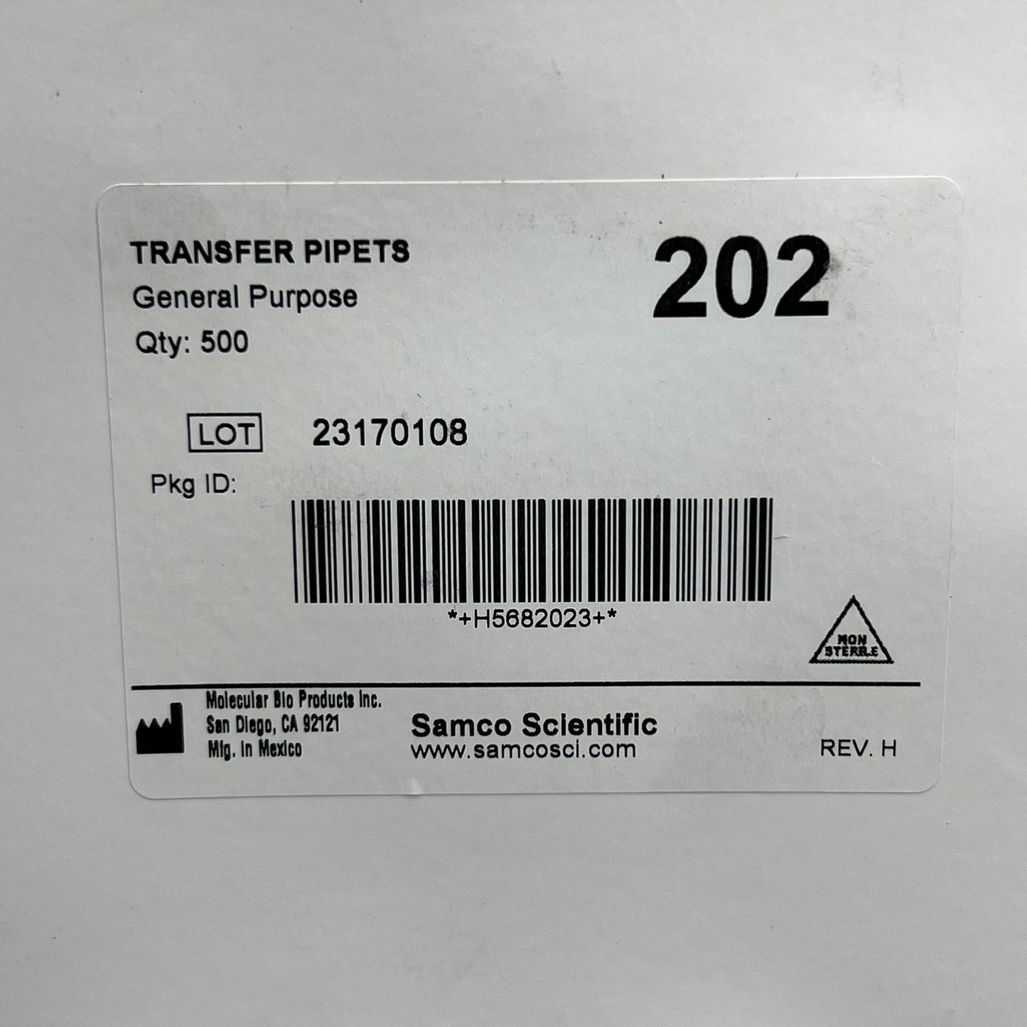 SAMCO General Purpose Transfer Pipette Clear 7.7 ml vol/ 3.5 ml bulb 500 ct.