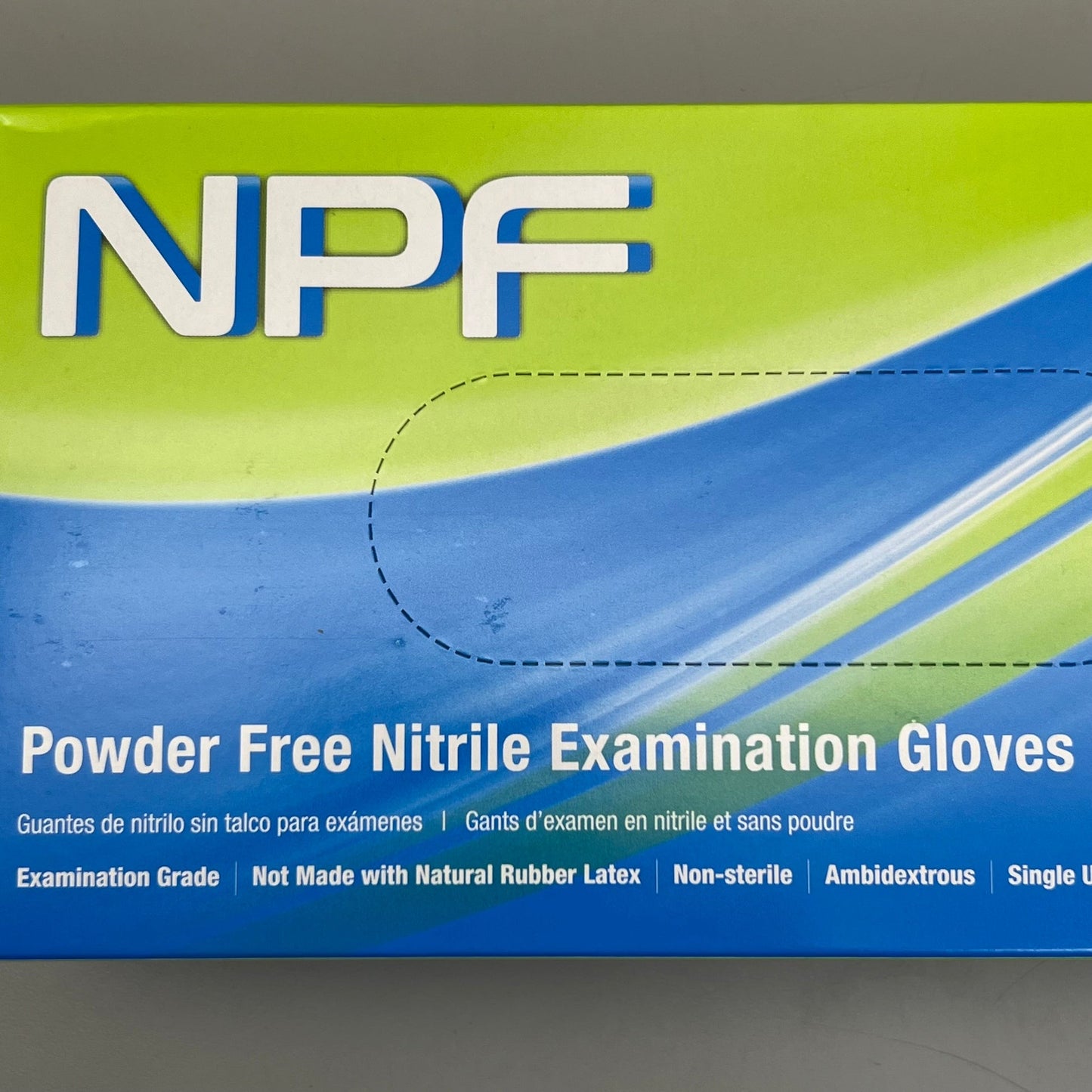 NPF 100ct Nitrile Powder Free Exam Gloves Sz M Blue