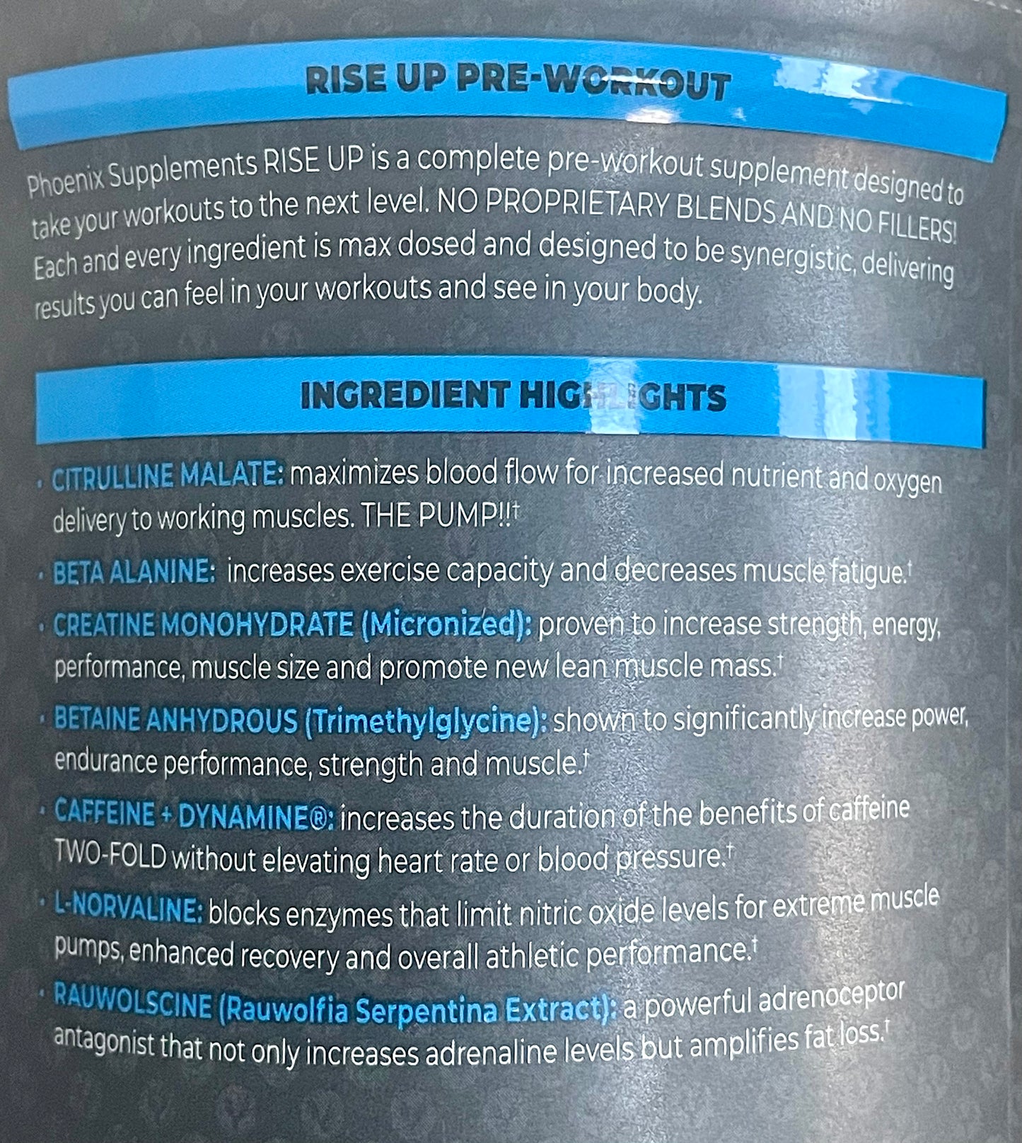 Phoenix Energy Pre-Workout Powder Rise Up 30 Servings 16.65 oz. Power Strength Endurance Energy Focus BB 10/25
