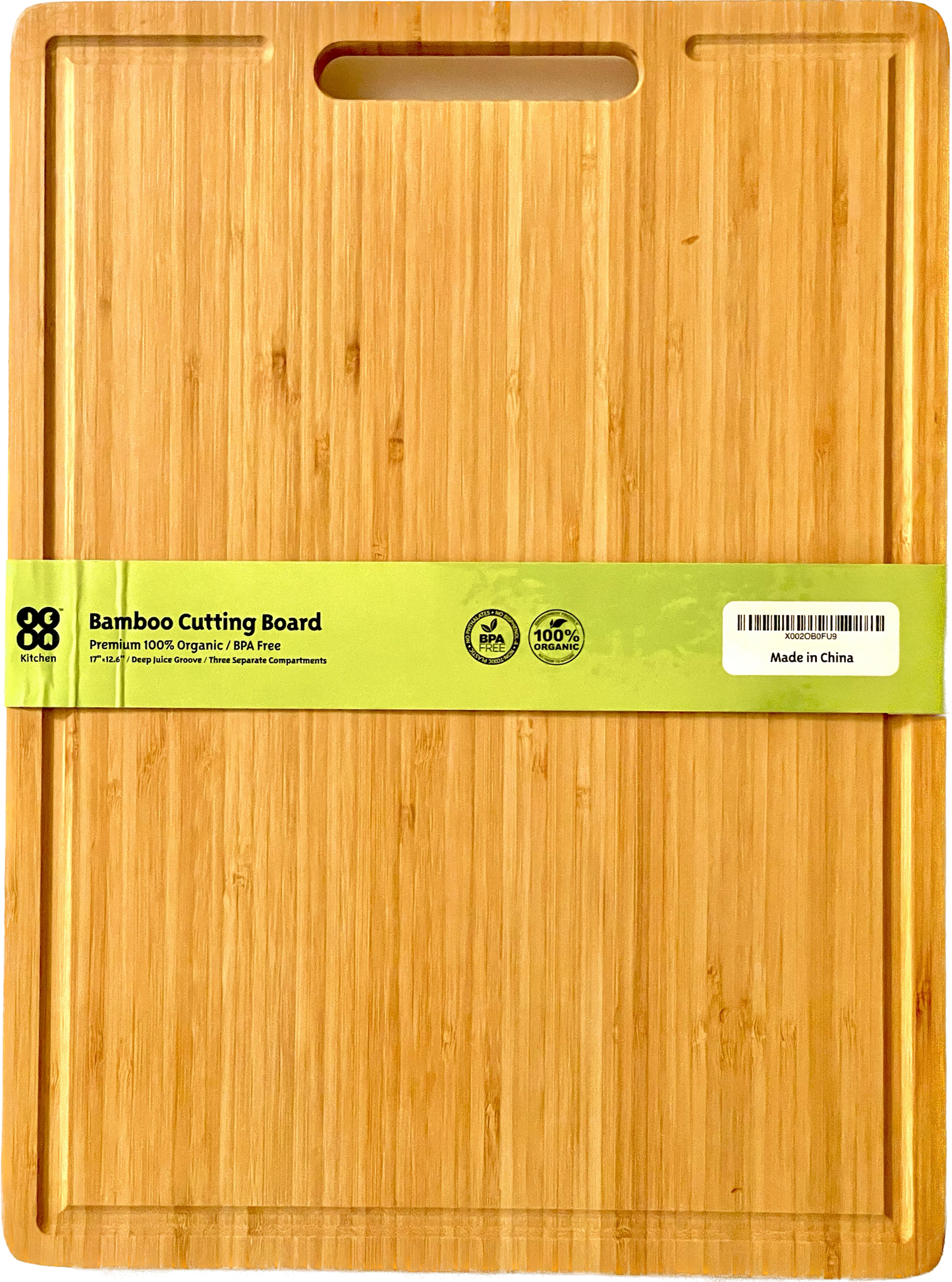 JEDA Kitchen - Extra Large Bamboo Cutting Board, 12.6" x 17" - Premium Charcuterie Board - Drip Channel and Sorting Compartments