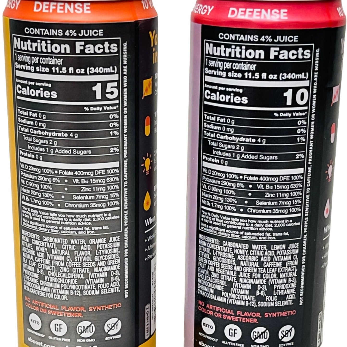 EBOOST Super Fuel Natural Energy Vitamins Sparkling Drinks 12x/ Case Orange Mango & Strawberry Lemonade Shelf Stable (as-is) Best By: 7/24