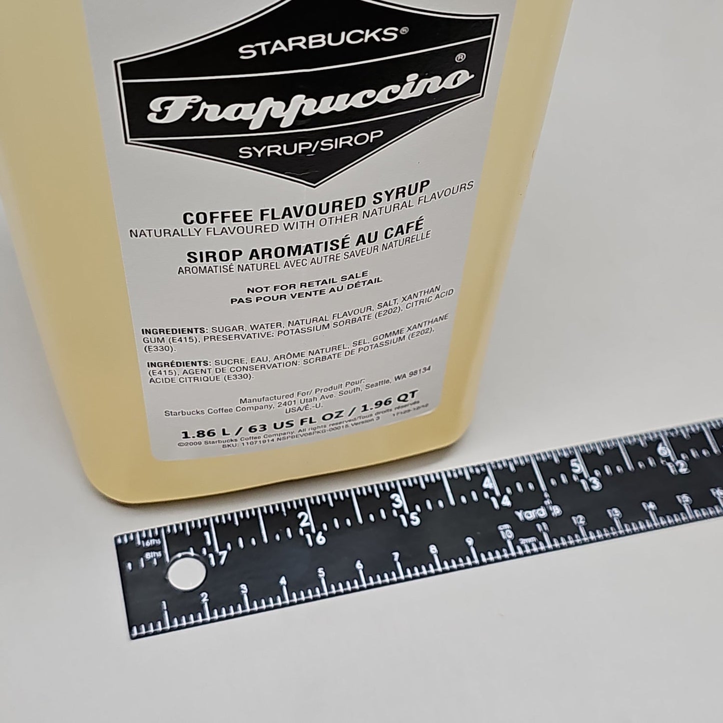 STARBUCKS Frappuccino Syrup Crème Flavored Syrup - 1.86 L Shelf Stable (as-is) Best By: 01/25