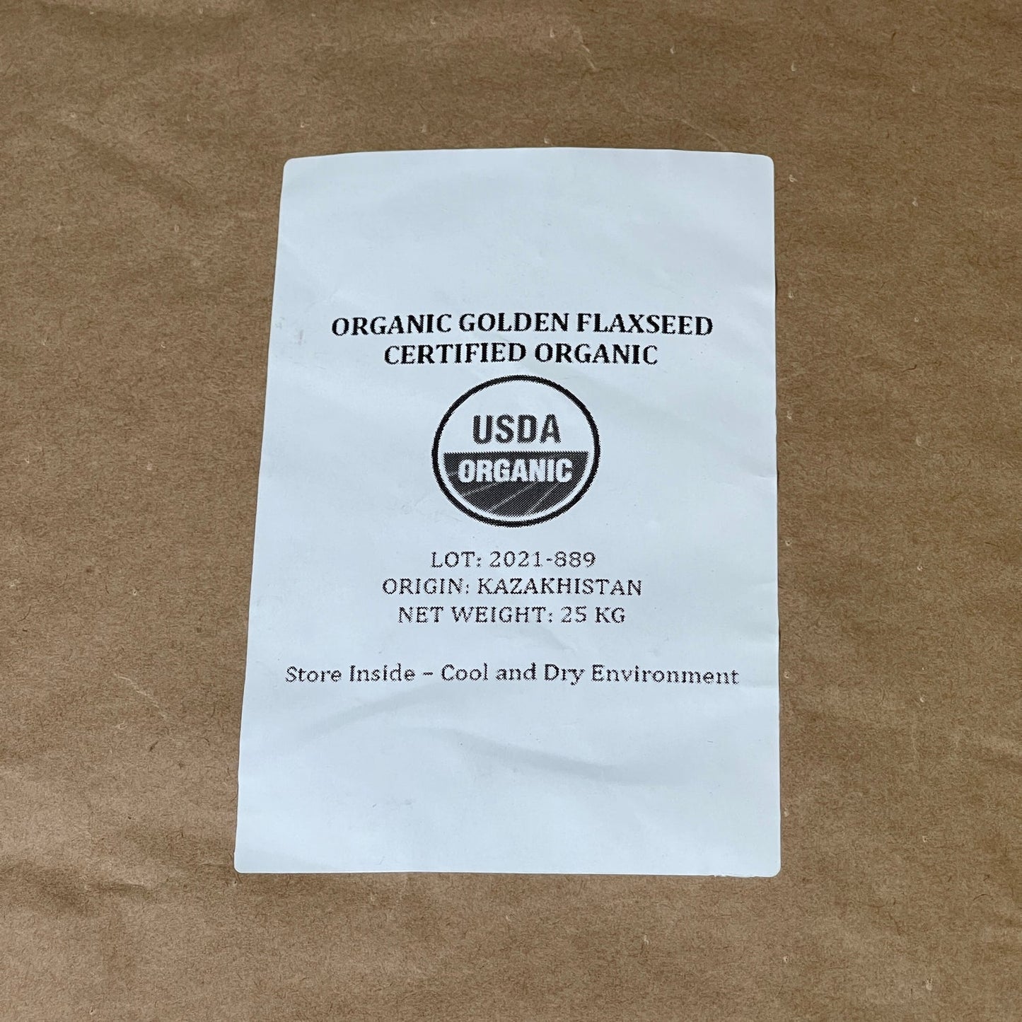 ORGANIC GOLDEN FLAXSEED  Certified Organic Flaxseed Bulk Grain - 54 lb (25 KG) Shelf Stable (as-is)