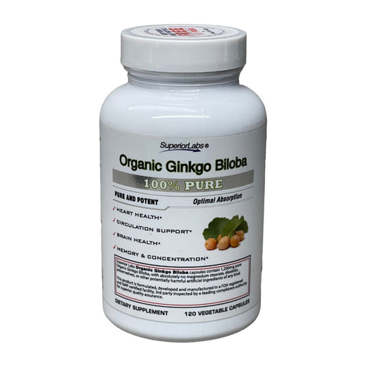 Superior Labs Organic Ginkgo Biloba 1200mg 120 Capsules