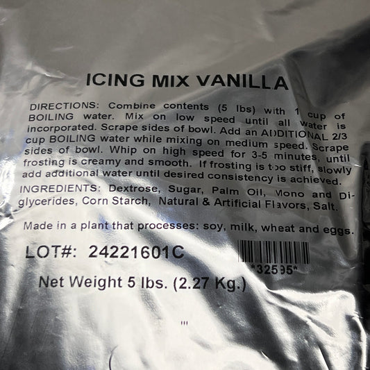 Professional Grade Bakers Vanilla Icing Mix 5 lbs Shelf Stable (as-is)