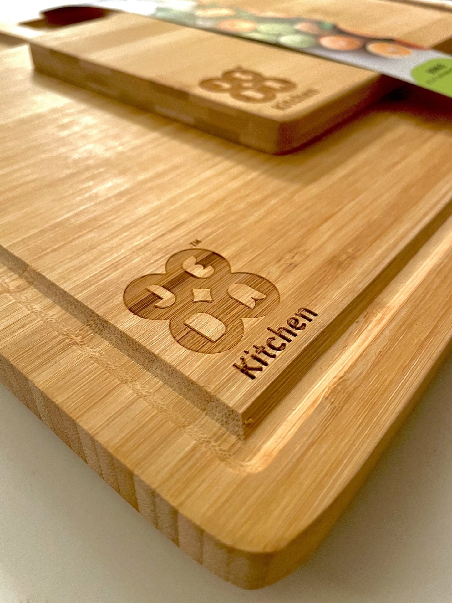JEDA Kitchen - Extra Large Bamboo Cutting Board, 12.6" x 17" - Premium Charcuterie Board - Drip Channel and Sorting Compartments