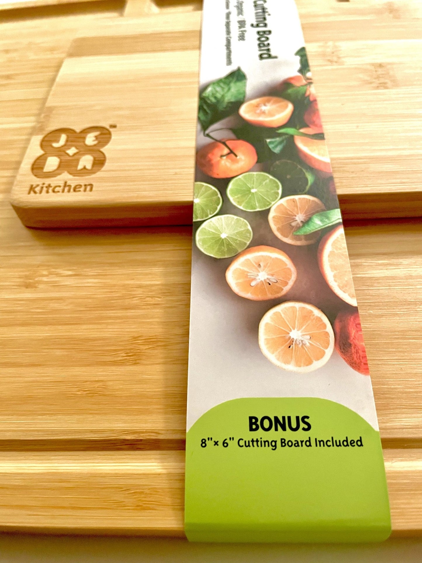 JEDA Kitchen - Extra Large Bamboo Cutting Board, 12.6" x 17" - Premium Charcuterie Board - Drip Channel and Sorting Compartments