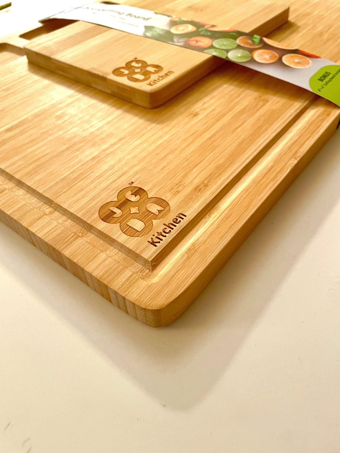 JEDA Kitchen - Extra Large Bamboo Cutting Board, 12.6" x 17" - Premium Charcuterie Board - Drip Channel and Sorting Compartments